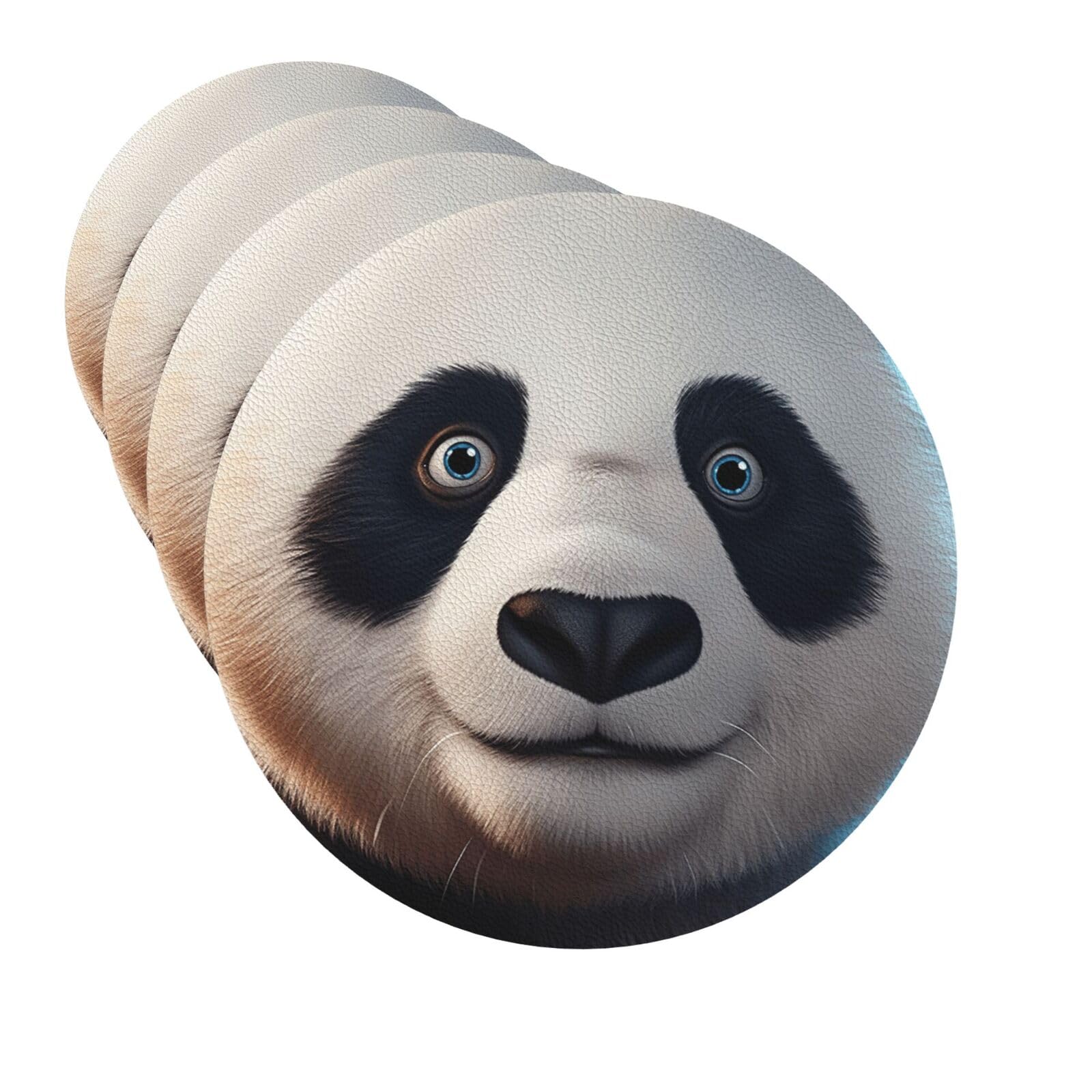 Drink Coasters Set of 4 Quick-Dry Leather Coaster Panda Coasters for Drinks Coffee Cup Mat Tabletop Protection Heat Resistant Coaster for Kitchen Bar Office Home Decor