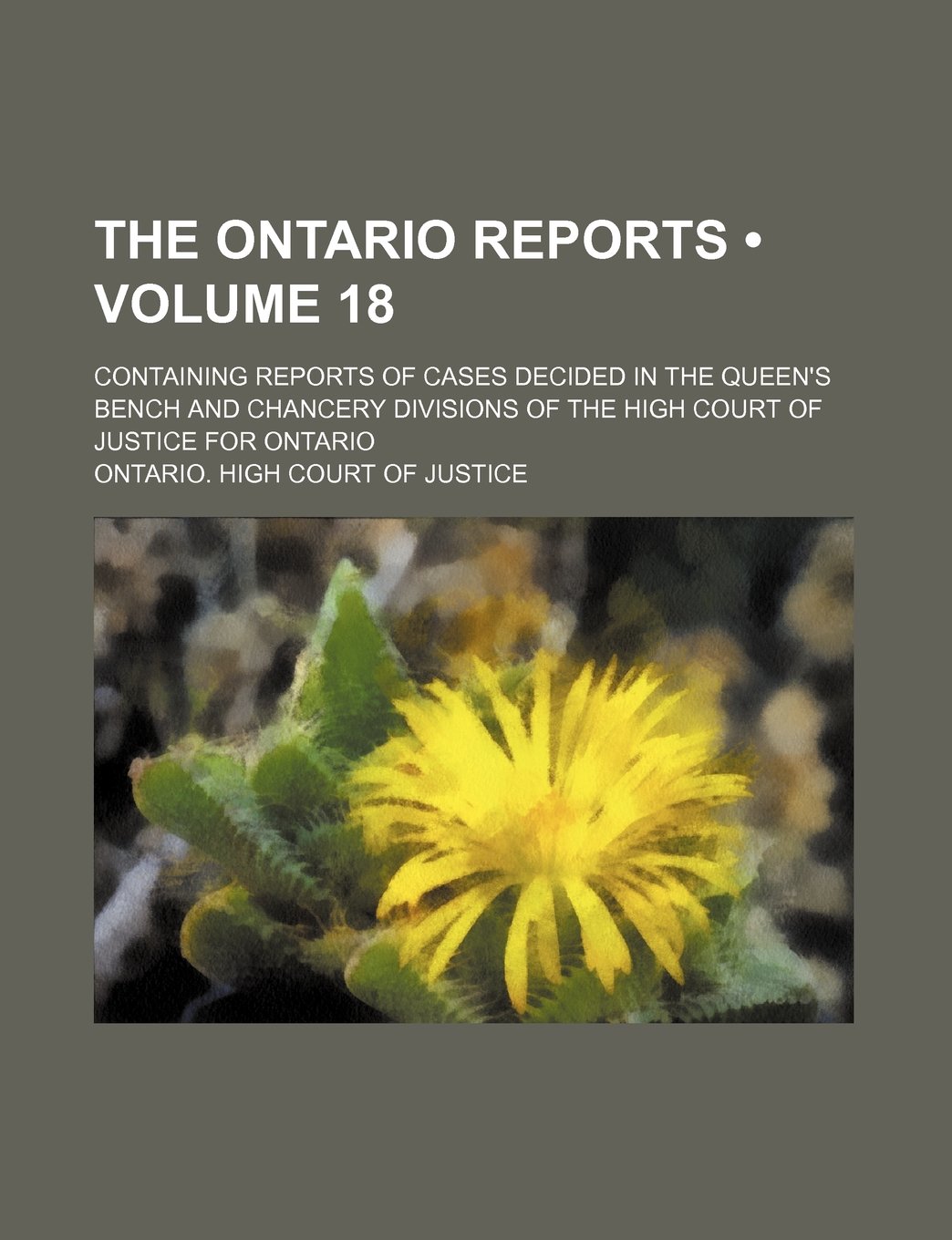 The Ontario Reports (Volume 18); Containing Reports of Cases Decided in the Queen's Bench and Chancery Divisions of the High Court of Justice for Ontario