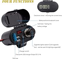 Vista 2 de BlueFire 5V/3A Dual USB Charger Socket Waterproof Motorcycle Handlebar & Rear View Mirror Clamp Power Adapter Charger with Cigarette Lighter Socket