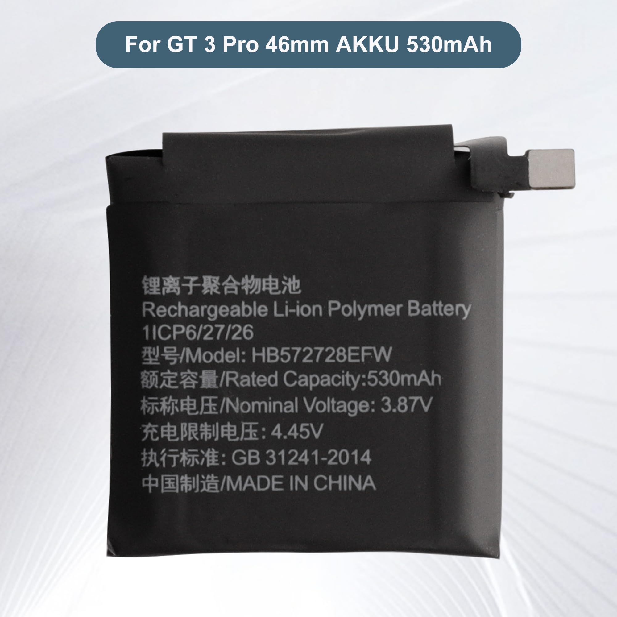 Zapasowy akumulator HB572728EFW kompatybilny z Huawei GT 3 Pro 46 mm, akumulator 530 mAh z narzędziami