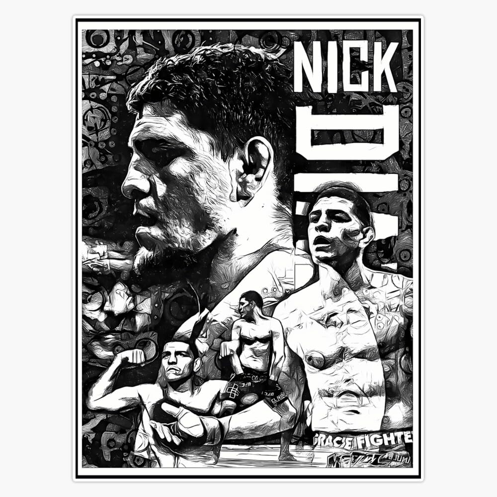 Nick Diaz Black and White Drawing Window Water Bottle Bumper Sticker Decal 5"