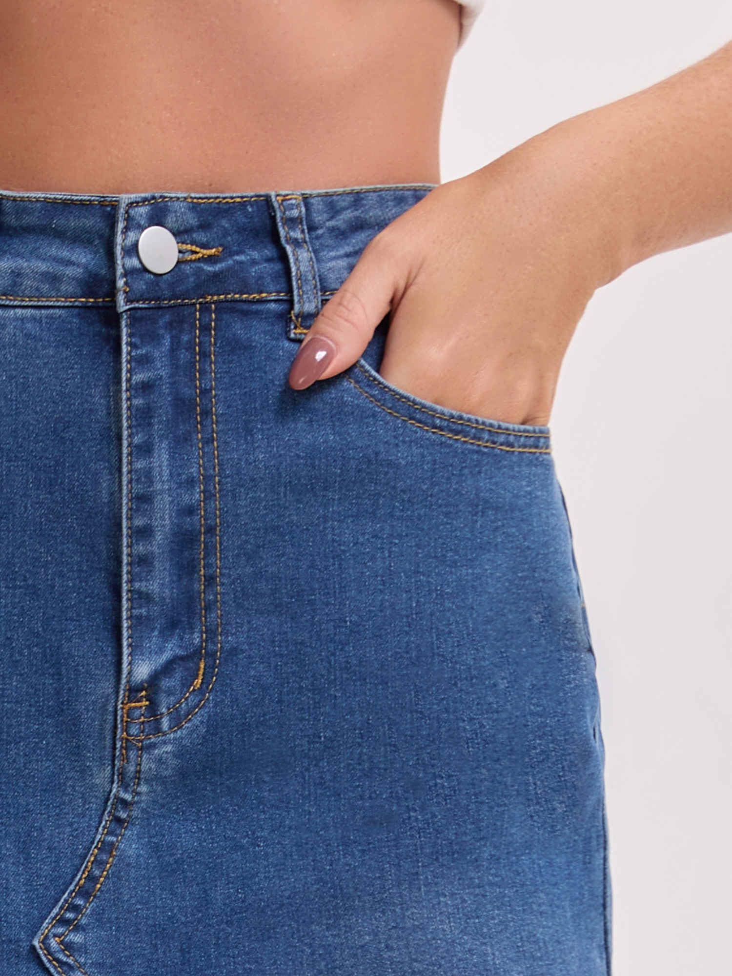 Damen Midi Jeansrock mit Fischschwanzsaum