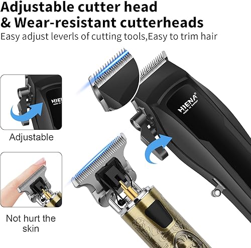 Miniatura 3 de HIENA PRO Cortadora de pelo profesional inalámbrica para hombres, recortadora de barba con hoja en T y afeitadora de aluminio, kit de peluquería