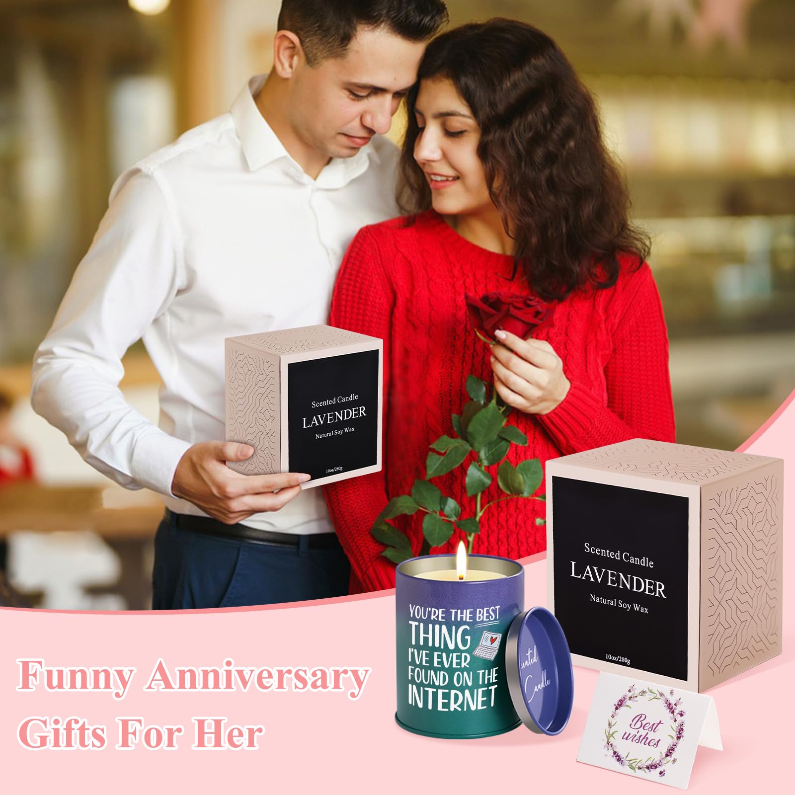 Candela Profumata Per 2° Anniversario Di Matrimonio – Cotone, Lavanda E Vaniglia, 255g, 50 Ore