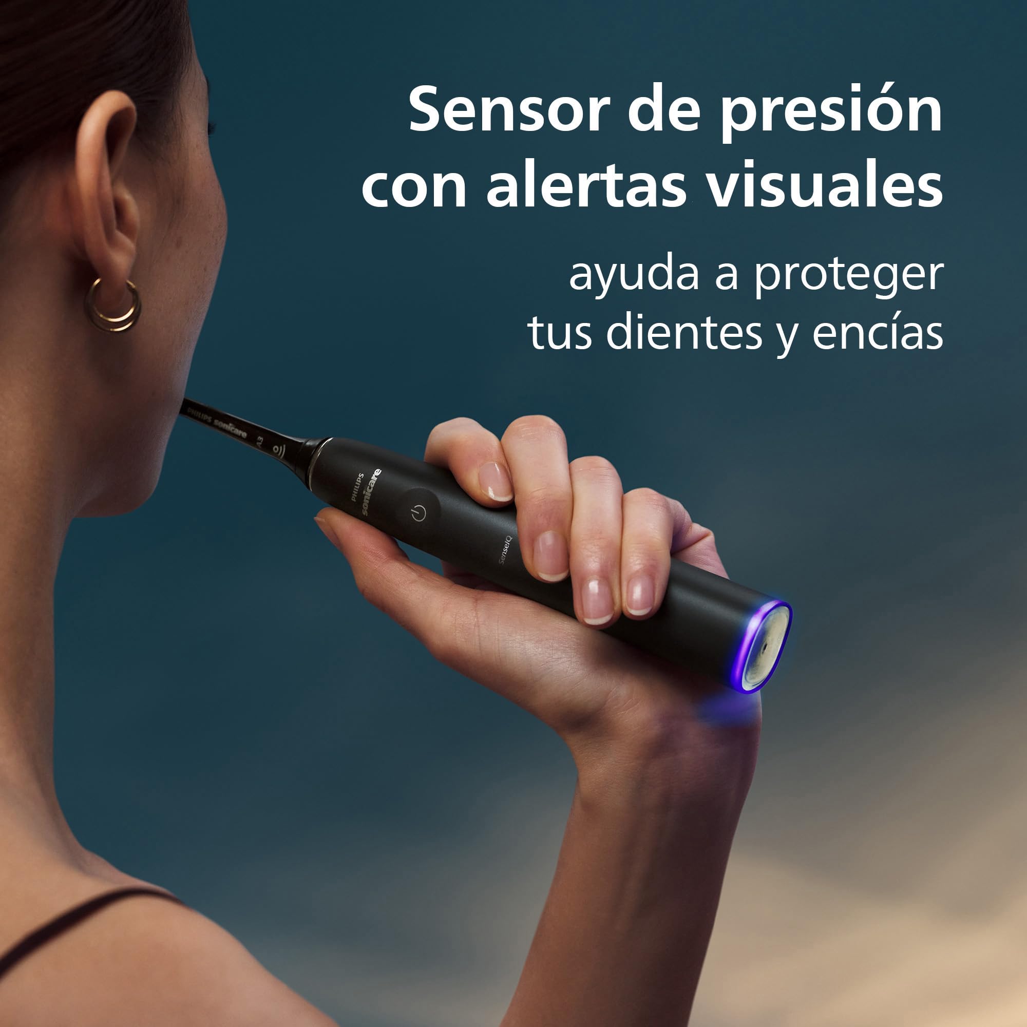 Philips Sonicare DiamondClean 9900 Prestige cepillo dental eléctrico, con tecnología SenseIQ y aplicación, 5 modos de cepillado, estuche de viaje con carga, azul medianoche, modelo HX9992/45