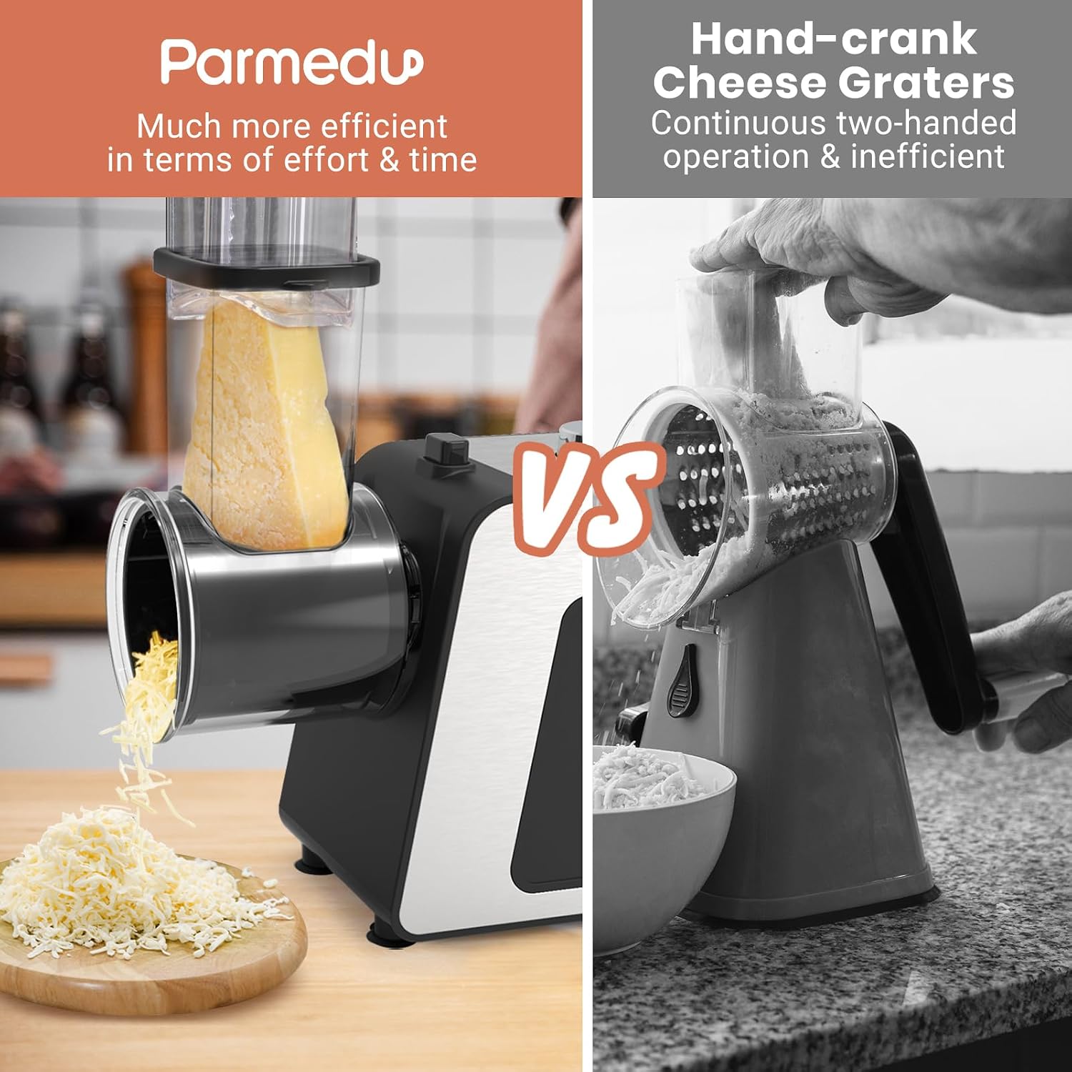 Parmedu Electric Cheese Grater & Meat Grinder: Electric Vegetable Cutter Electric Slicer Shredder Salad Maker - Professional Meat Mincer with 2 Plates, Sausage Maker & Kibbe... - Image 4
