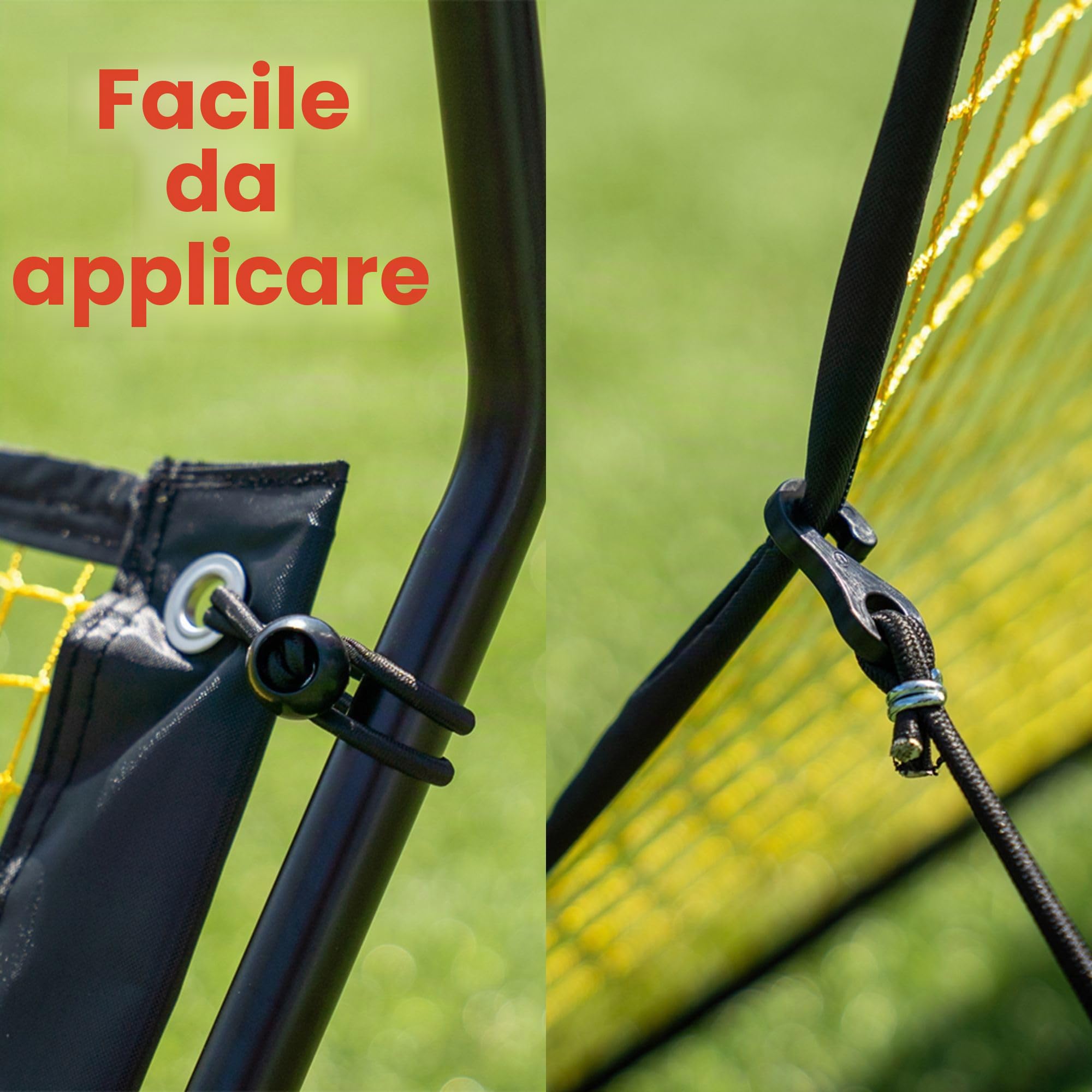 MATCHU - Rimbalzo 2 in 1 - Kickback - Adatto per calcio e pallamano - 183 x 130 cm - Nero/Giallo