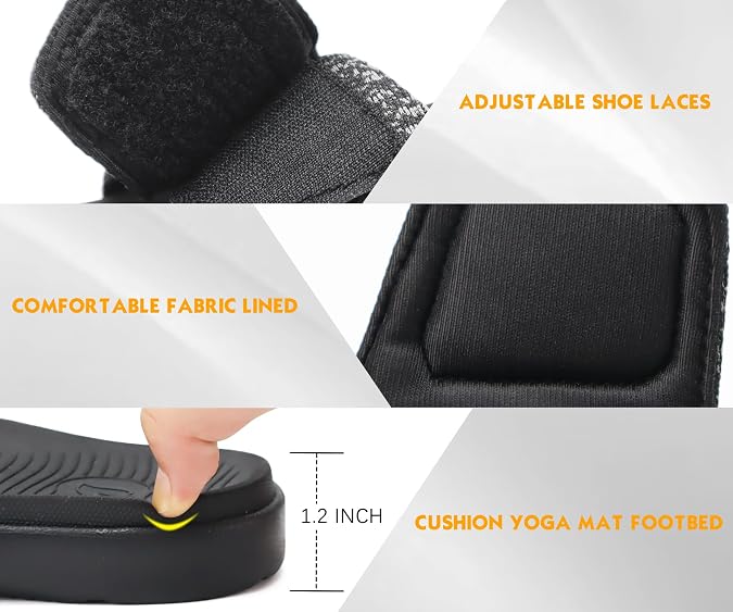 ONCAI Mens Sandals, Arch Support Sport Slides Open Toe Adjustable Straps Orthotic Cushioned Footbed for Plantar Fasciitis Rubber Soles Size 7.5-15