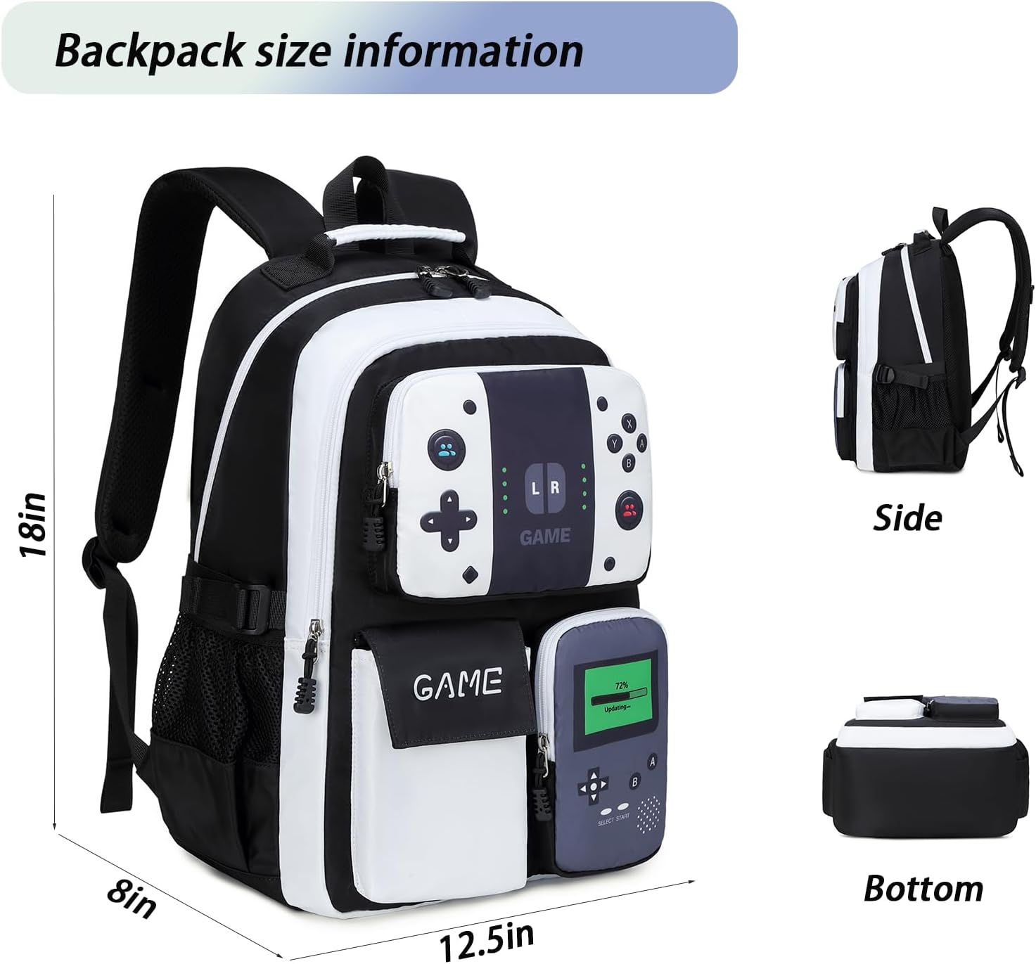 Boys Backpack Kids Bookbag Teens School Bag Luminous Game Large capacity bag - Image 3