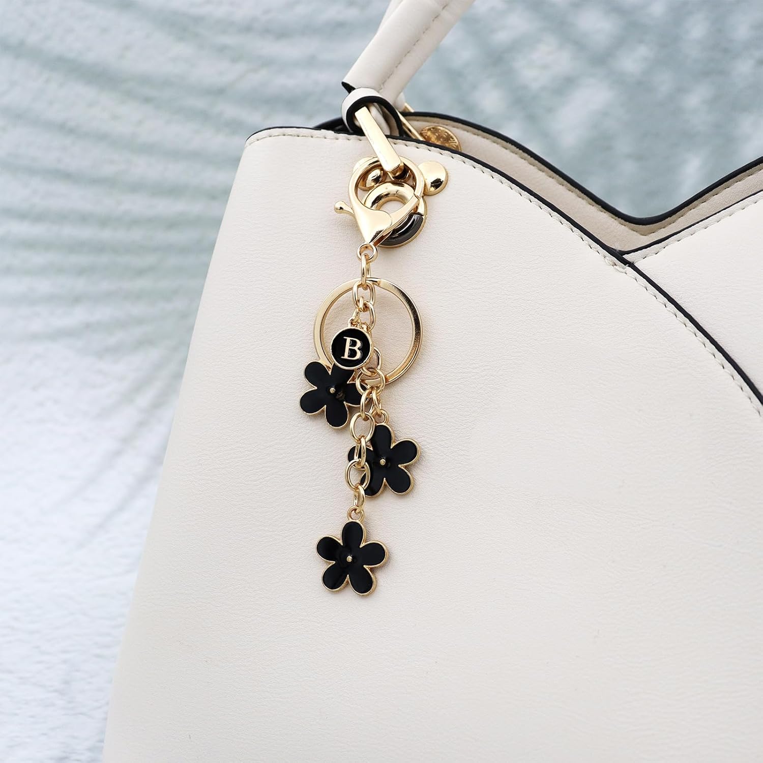 Cute Initial Letter Keyring for Women Girls Nice Flower Keychains for Handbag Backpack - Image 4