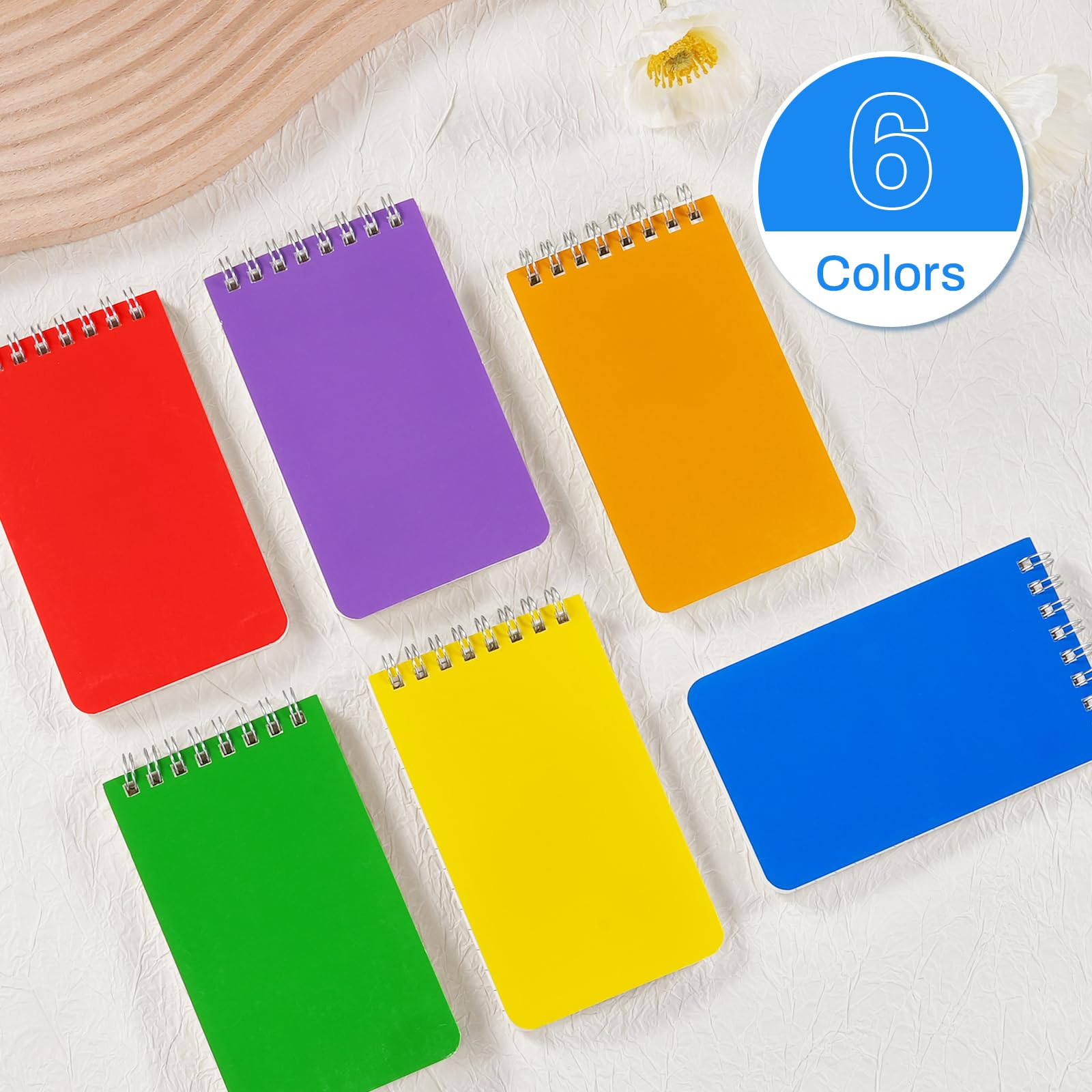 Taccuino tascabile, 7,6 x 12,7 cm, confezione da 60 mini quaderni a spirale con pagine a righe, 6 blocchi colorati da 60 fogli/120 pagine (80 g/m²), piccoli quaderni per ufficio, lavoro