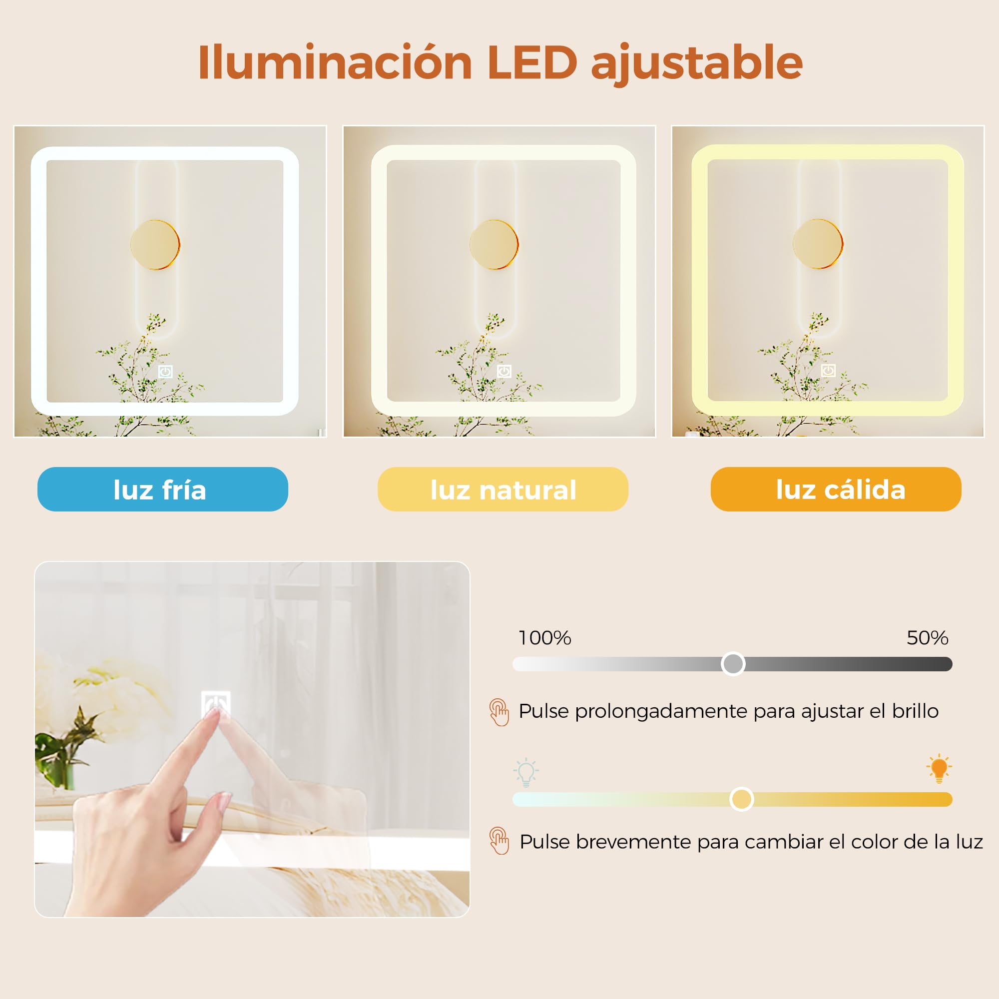 ANWBROAD Tocador Grande con Luz LED Regulables y Enchufes, Tapa de Vidrio | Tocador de Maquillaje con Almacenamiento para Joyas, Mesa de Maquillaje con 9 Cajones 7 Estantes Abiertos Blanco BDT21W