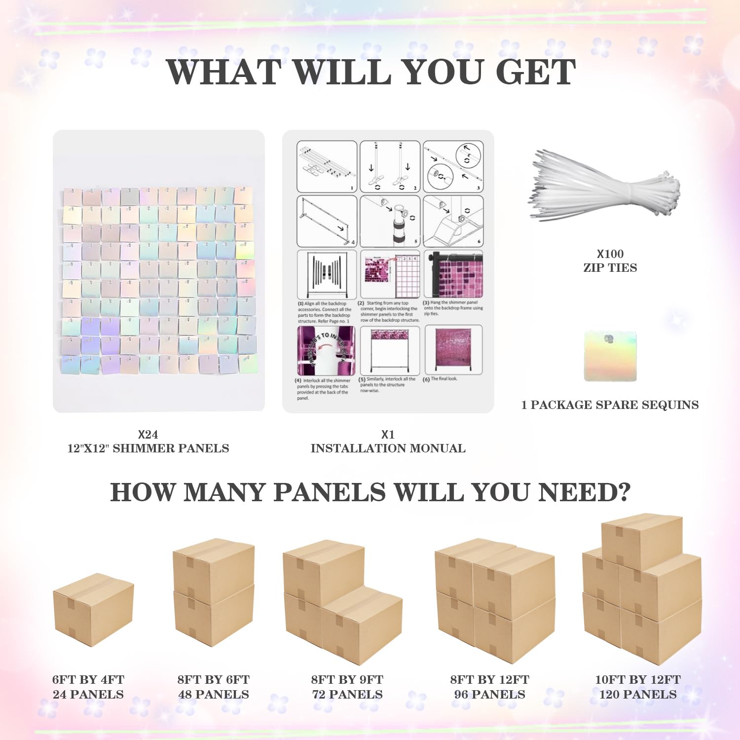 Maytopia Iridescent Silver Shimmer Wall Backdrop Sequin Wall Panels Photo Booth Props Wall Decoration Party Backdrop Decoration for Birthday Bridal Shower Wedding Anniversary Party