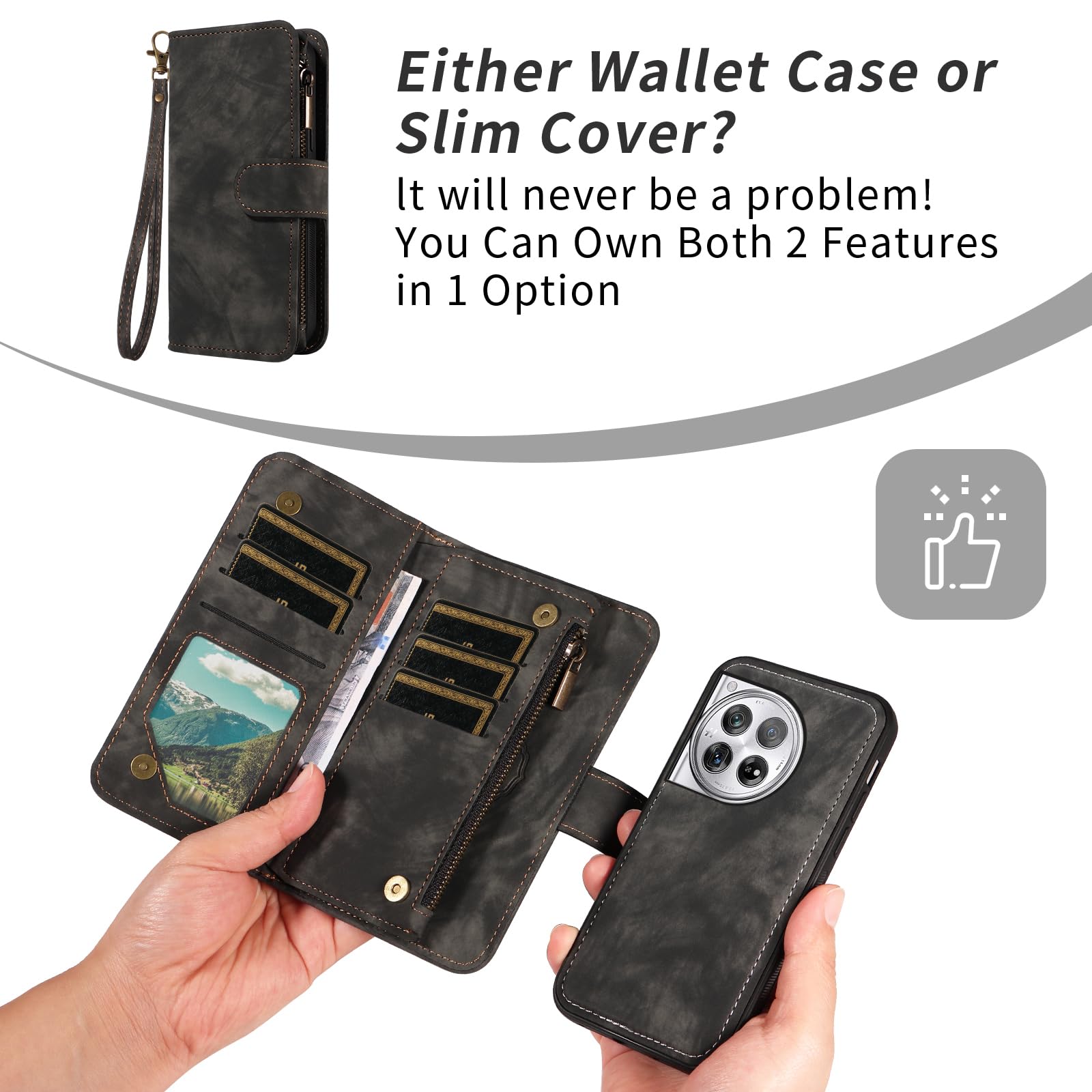 Asuwish Funda de teléfono para OnePlus 12 5G con cierre magnético, protector de pantalla de vidrio templado, correa cruzada, tarjetero de crédito, monedero One+ 1plus12 2024, para mujeres y niñas,
