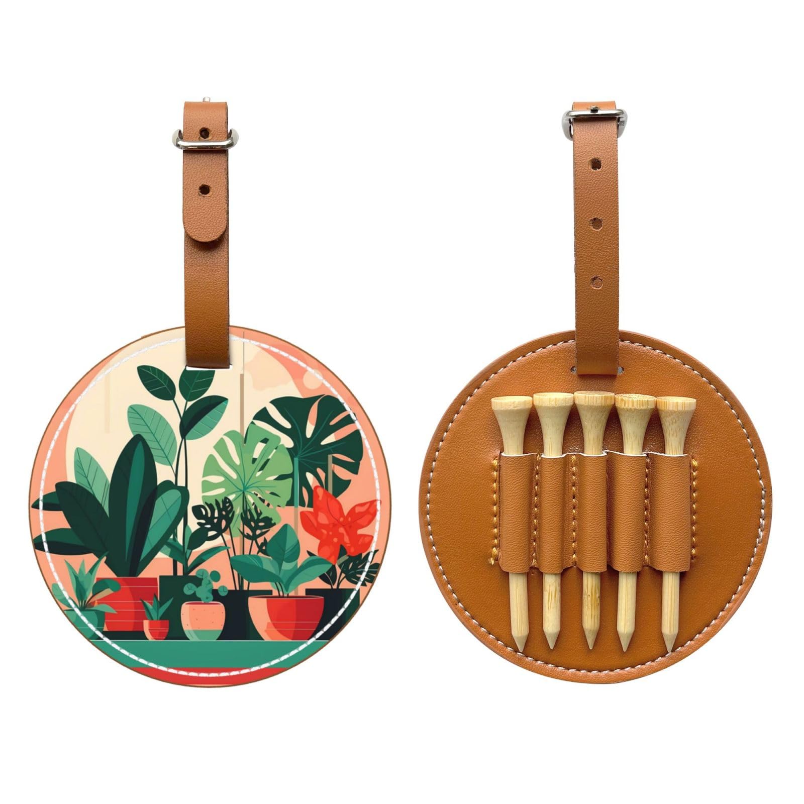 WXXWXD Indoor potted green plants Printed Golf Tee Storage Bag - Portable Storage, Easily Organize Tees