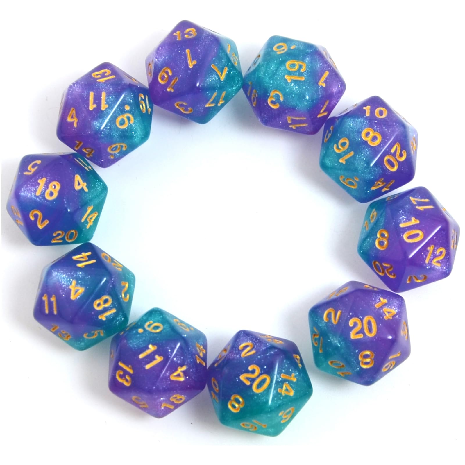 SmartDealsPro 10-Pack 20 Sided Dice D20 Polyhedral Dice for DND RPG MTG Table Game (Color 6)