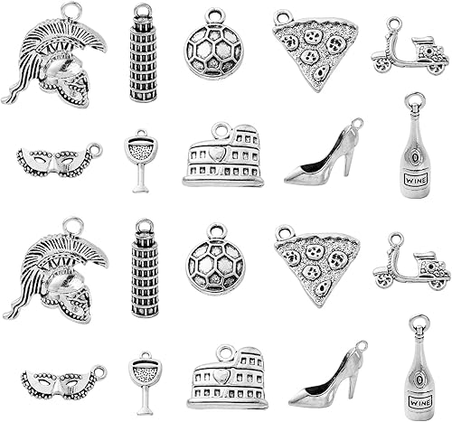 Miniatura 8 de KitBeads 100 dijes de póquer de 10 estilos tibetanos con forma de espada de diamantes para club de diamantes de Las Vegas, dijes de plata antigua