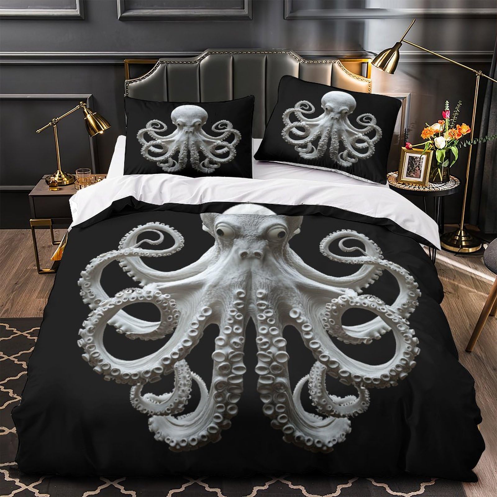 Housse de couette 3D imprimée avec fermeture éclair parure de lit microfibre légère 200x200
