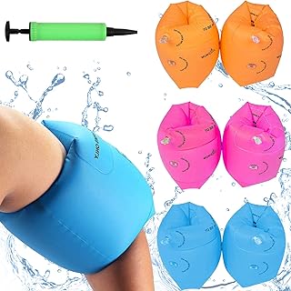 Babigo 6 Pack Kids Adult Swimming Arm Float Rings with Inflatable Pump, Children PVC Arm Floaties Inflatable Swim Arm Bands Floater Sleeves Swimming Rings