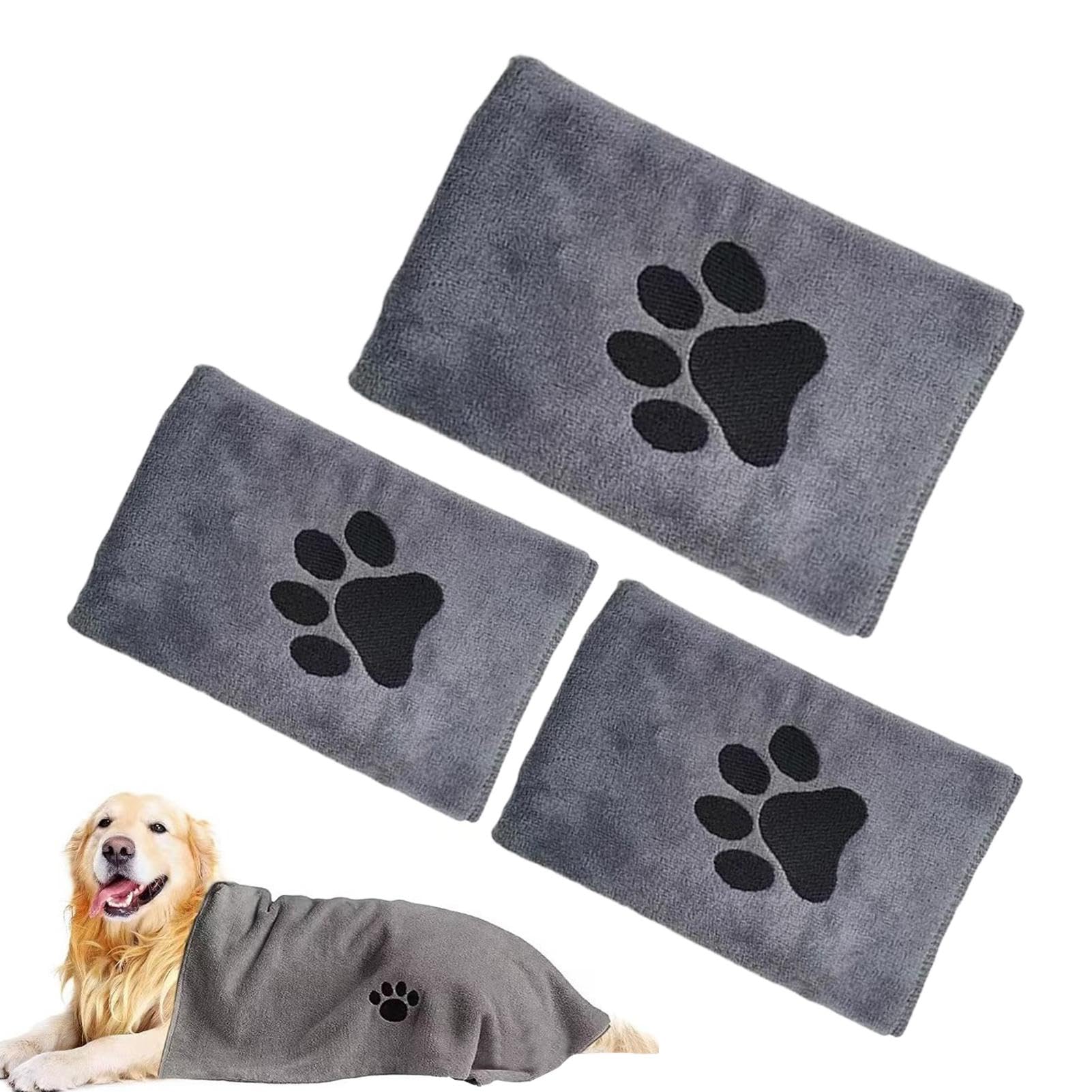 Jovrelant 3 Pack Dog Towels for Drying Dogs, Ultra-Absorbent Dog Towel, Super Soft Microfibre Puppy Blanket Robe Pet Towel for Dogs Cats and Other Pets (35×75CM,50×100CM)