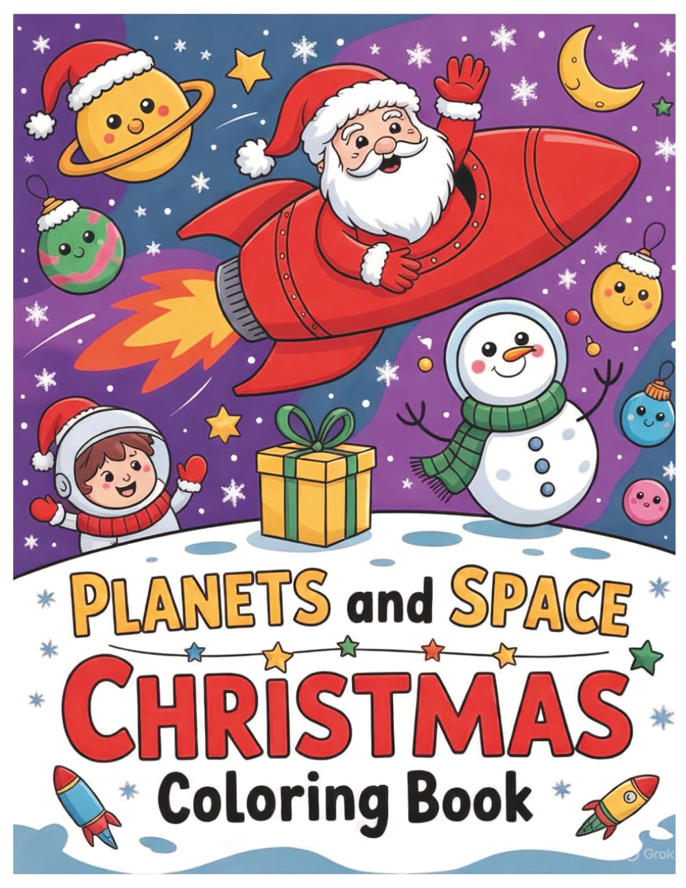 Planets and Space Christmas Coloring Book: Fun Holiday Adventures in Space for Toddlers and Kids — Santa Rockets, Planet Snowmen, and Cosmic Holiday Fun