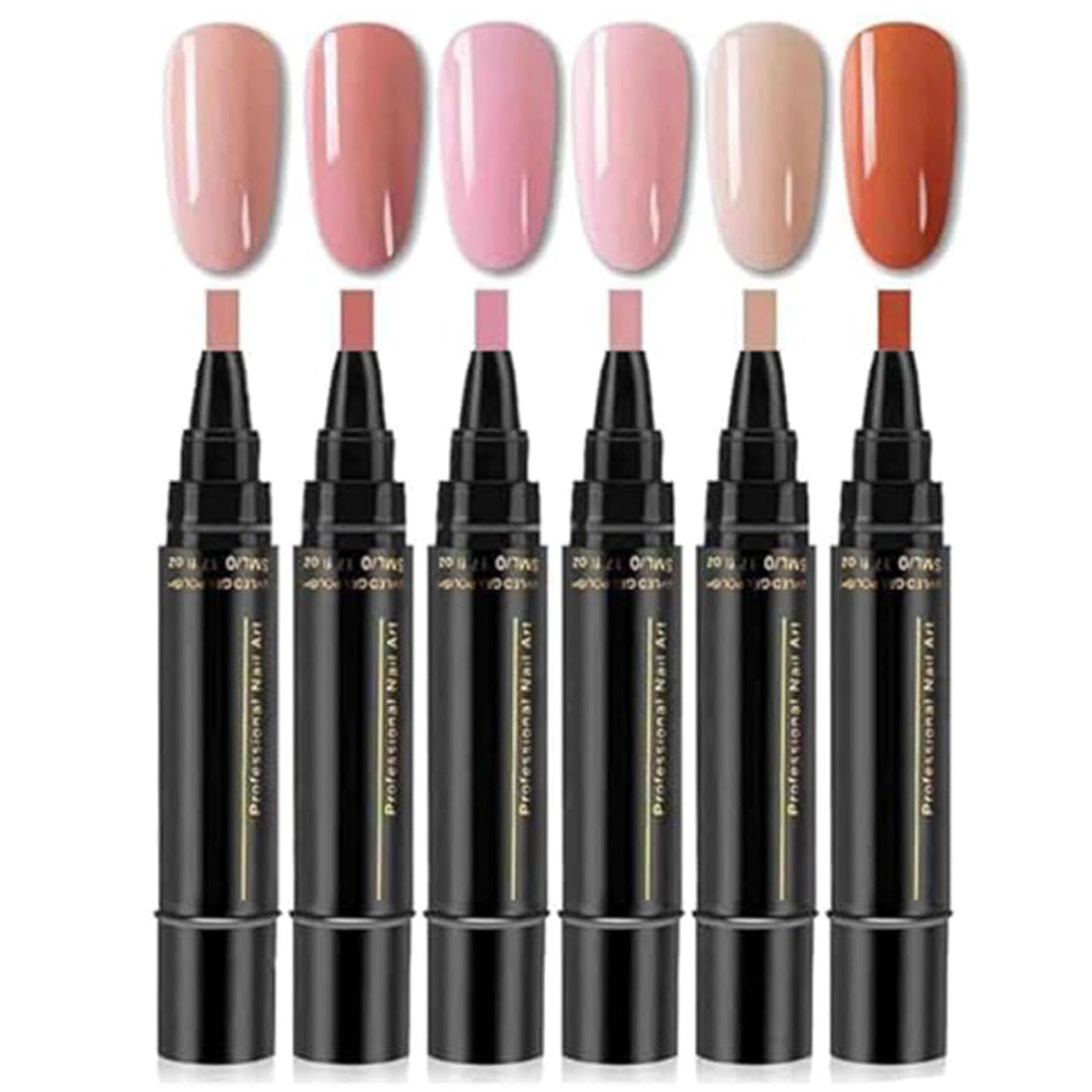Nail Polish Pens Quick Dry, Gel Nail Polish Pen 3 in 1, Quick Drying Gel Nails Pen Polish Set, 6 Colors Per Set (#3)