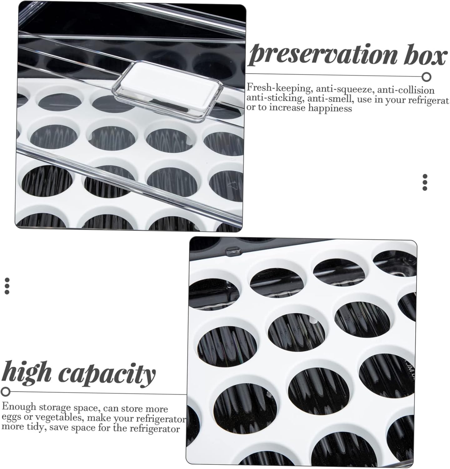 Stackable PET Refrigerator Storage Box Large Capacity Egg Holder and Dumpling Drawer for Fruit and Vegetable Preservation Easy-Organizing Kitchen Containers