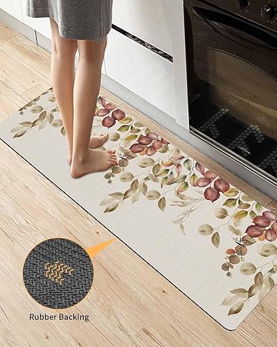 Miniatura 4 de Tapete de baño con hojas de eucalipto de otoño, antideslizante, de secado rápido y absorbente, tierra de diatomeas, fregadero, dormitorio, cocina,