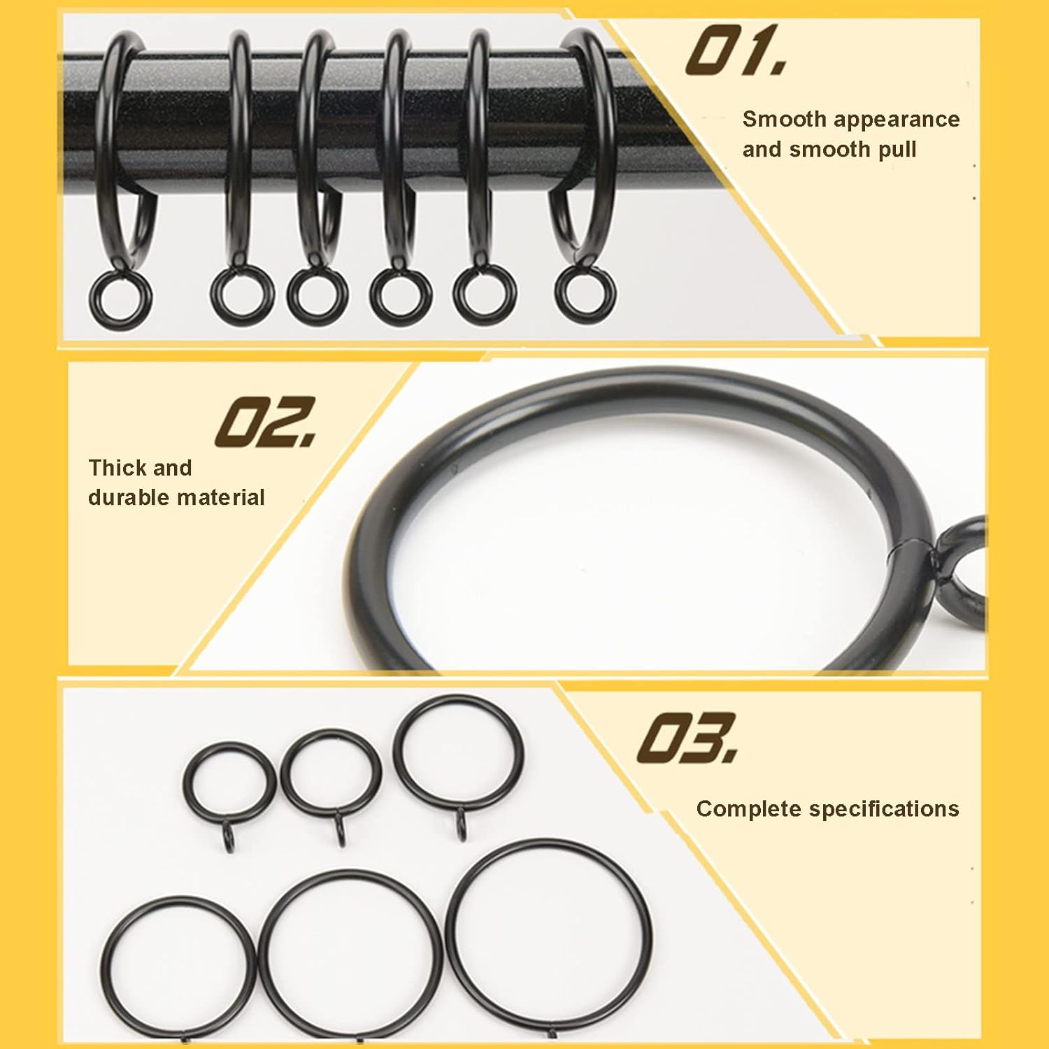 Black Shower Curtain Rings 30 Pieces Decorative Metal Round Shower Hooks for Window Door Shower Curtain Bathroom Shower Rod,2.8cm (4.5cm)