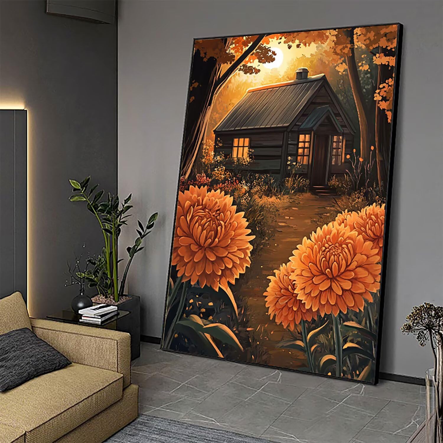 Obraz diamentowy duży 90 x 60 cm las diamentowe malowanie kompletny zestaw, DIY pełny wiertło mozaika kabina diamentowa diamentowa malarstwo diamentowe, kryształowa sztuka malarstwo kreatywne koraliki