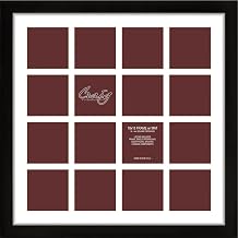 Craig Frames 1WB3BK 18 by 18-Inch Black Picture Frame, Single White Collage Mat with 16-4 by 4-Inch Openings