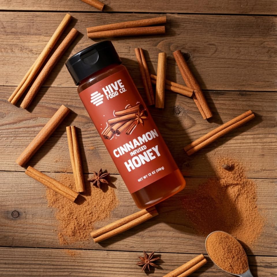 HIVE Food Co. Vanilla & Cinnamon Infused Honey Bundle, Raw & Unfiltered Honey, Handcrafted in Small Batches, 2 Pack, 12 oz Squeeze Bottles image 5