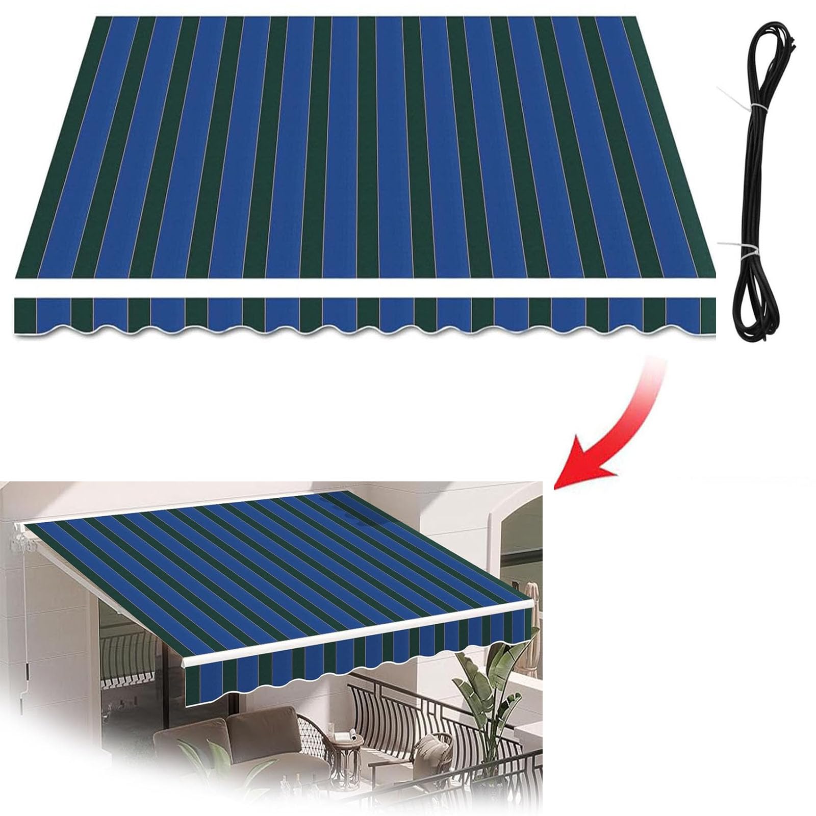 Tissu de rechange rétractable 3,8x2,7m en polyester 280g imperméable couleur A