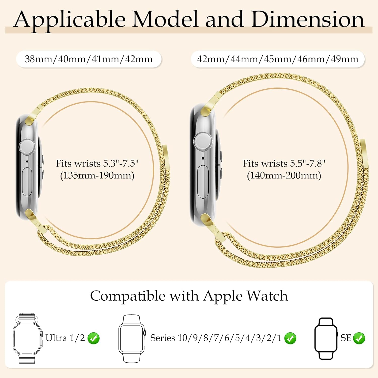 Waterproof Stainless Steel Milanese Band with Case Compatible for Apple Watch 38mm 40mm 41mm 42mm 44mm 45mm 46mm 49mm Women/Men,Magnetic Strap for iWatch Series 11 10 9 8 7 6 5 4 3 2 1 SE SE3 Ultra2/3 - Image 5