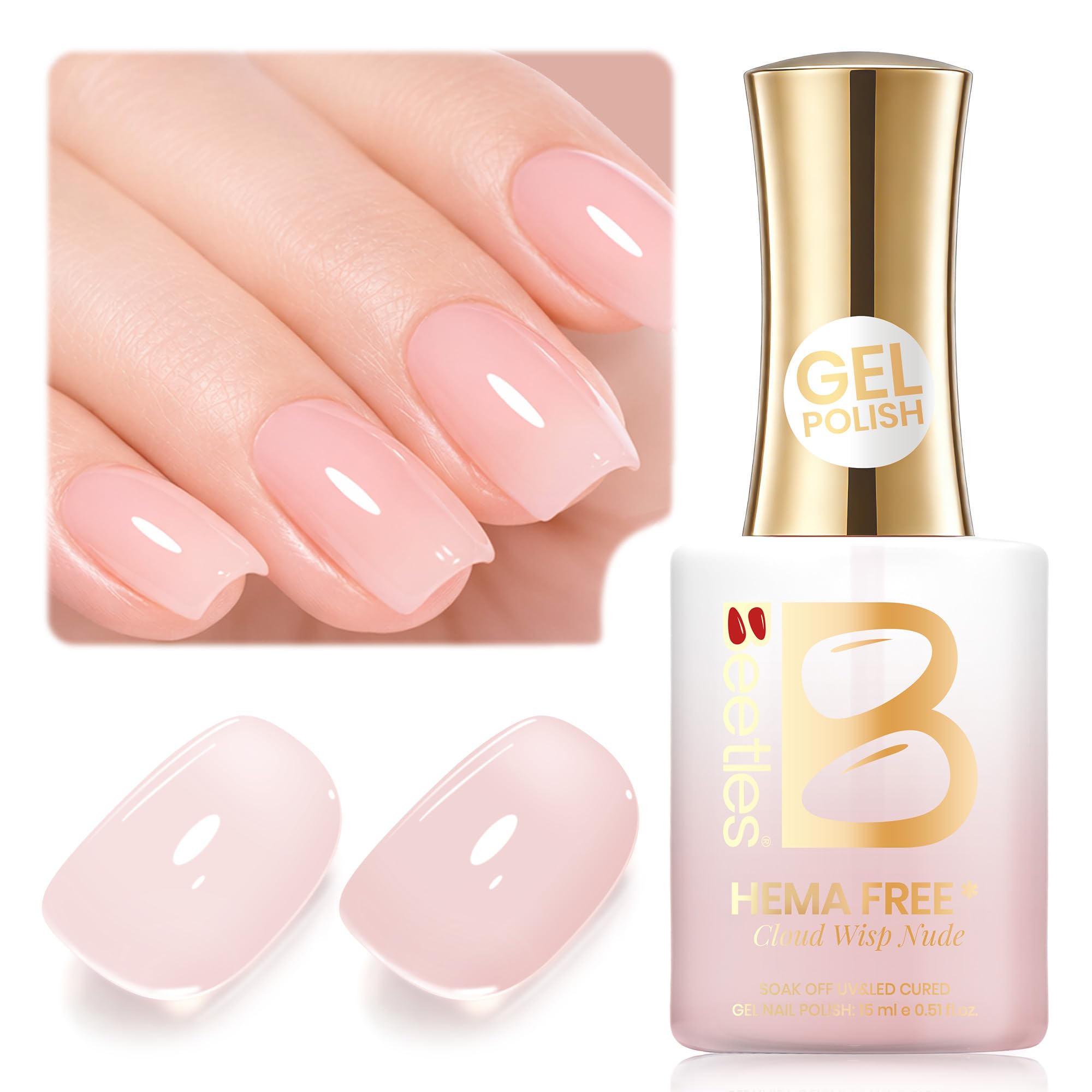 Beetles Cloud Wisp Nude Gel Nail Polish 15ML | Sheer Jelly Pink Nail Concealer - main product image