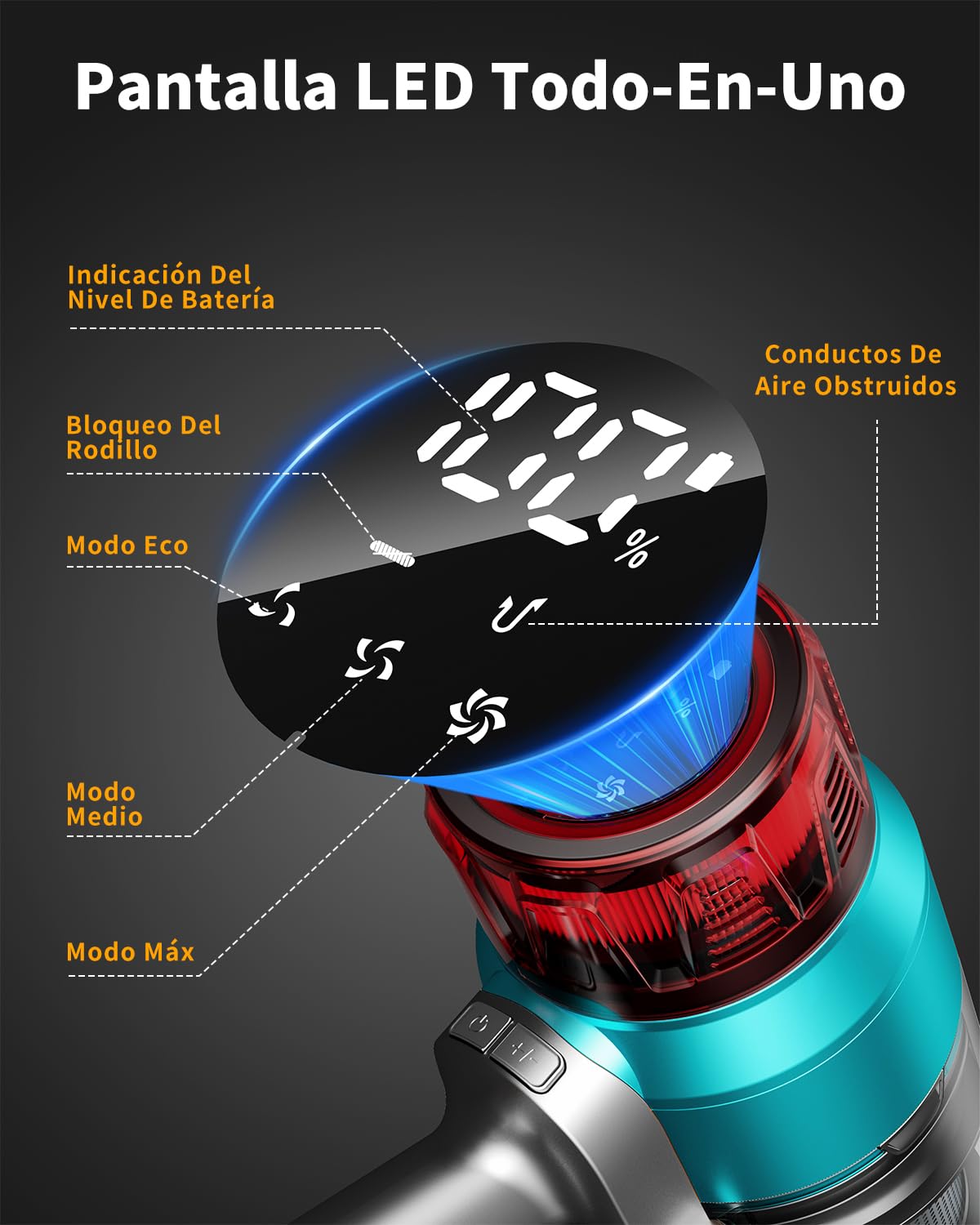 60KPa/600W Aspiradora sin Cable, Aspiradora Fregadora Sin Cable Potente hasta 75Mins, con Carga de Pared Smart Screen, Cepillo Antienredos, Alfombra Pelo Mascota Suelo Sofá