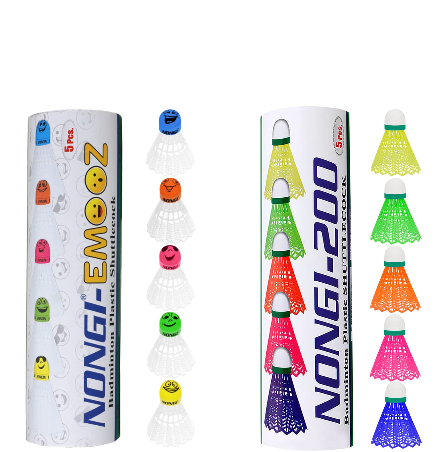 Badminton Plastic Shuttlecock Combo Pack of 10 Shuttlecock (5 Emooz White Plastic shuttles & 5 Multicolor Plastic Shuttlecock) for Indoor, Outdoor Badminton Sports Speed - Medium 79-picture-14