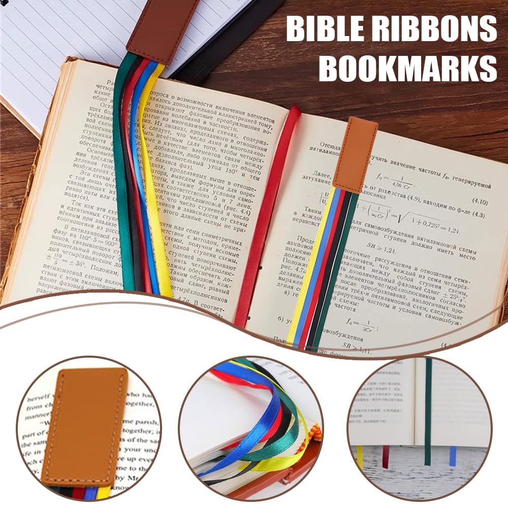 Segnalibri A Nastro In Finta Pelle - 4 Pezzi Con 5 Nastri Colorati, Per Lettura - Foto 9