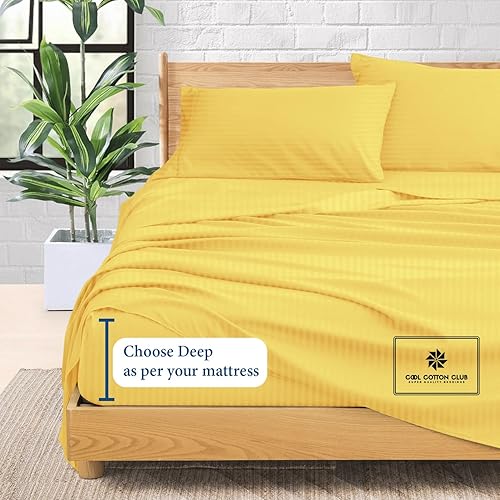 Miniatura 4 de Juego de sábanas de algodón peinado, tamaño Queen, juego de sábanas de lujo de 400 hilos de 4 piezas, tejido de satén de calidad de hotel, se adapta