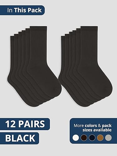 Miniatura 5 de Special Essentials 12 pares de calcetines de algodón para diabéticos para hombres y mujeres, parte superior extra ancha no vinculante, calcetines de