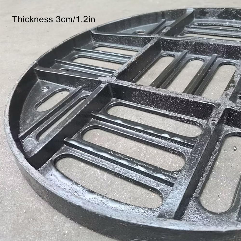 Okrągła żeliwna osłona odpływowa do rusztu kanalizacyjnego na zewnątrz – 20 cm, 30 cm, 40 cm, 45 cm, 55 cm, zamienny ruszt odpływowy (60 x 60 x 3 cm) dla wydajnego przepływu wody