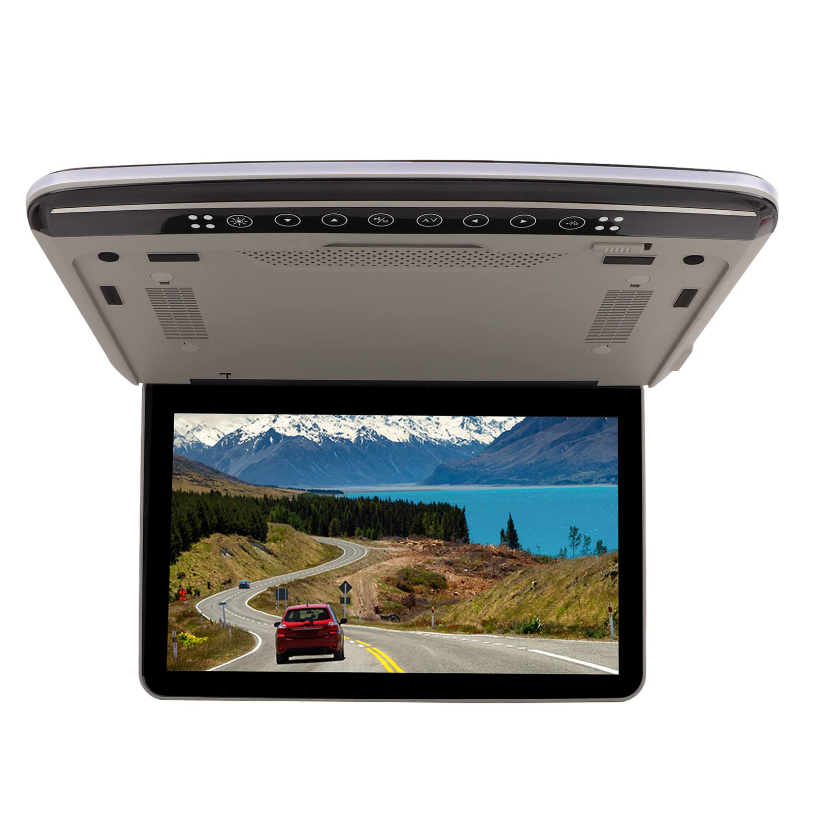 Pantalla de Monitor de Coche, Monitor de Techo de Coche de 13,3 Pulgadas, Ultrafino, Bicolor, Ligero, Cableado Fácil, Varias Interfaces de Bus (Gris)