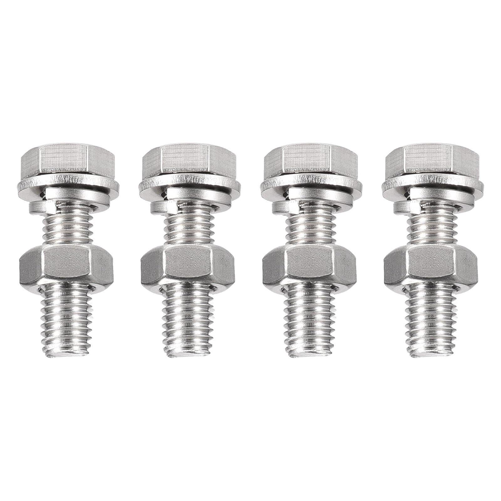 TA-VIGOR 4Pcs M10 x 40mm Hex Head Screws Bolts, Nuts, Flat & Lock Washers Kits, Fully Thread Hexagon Bolts