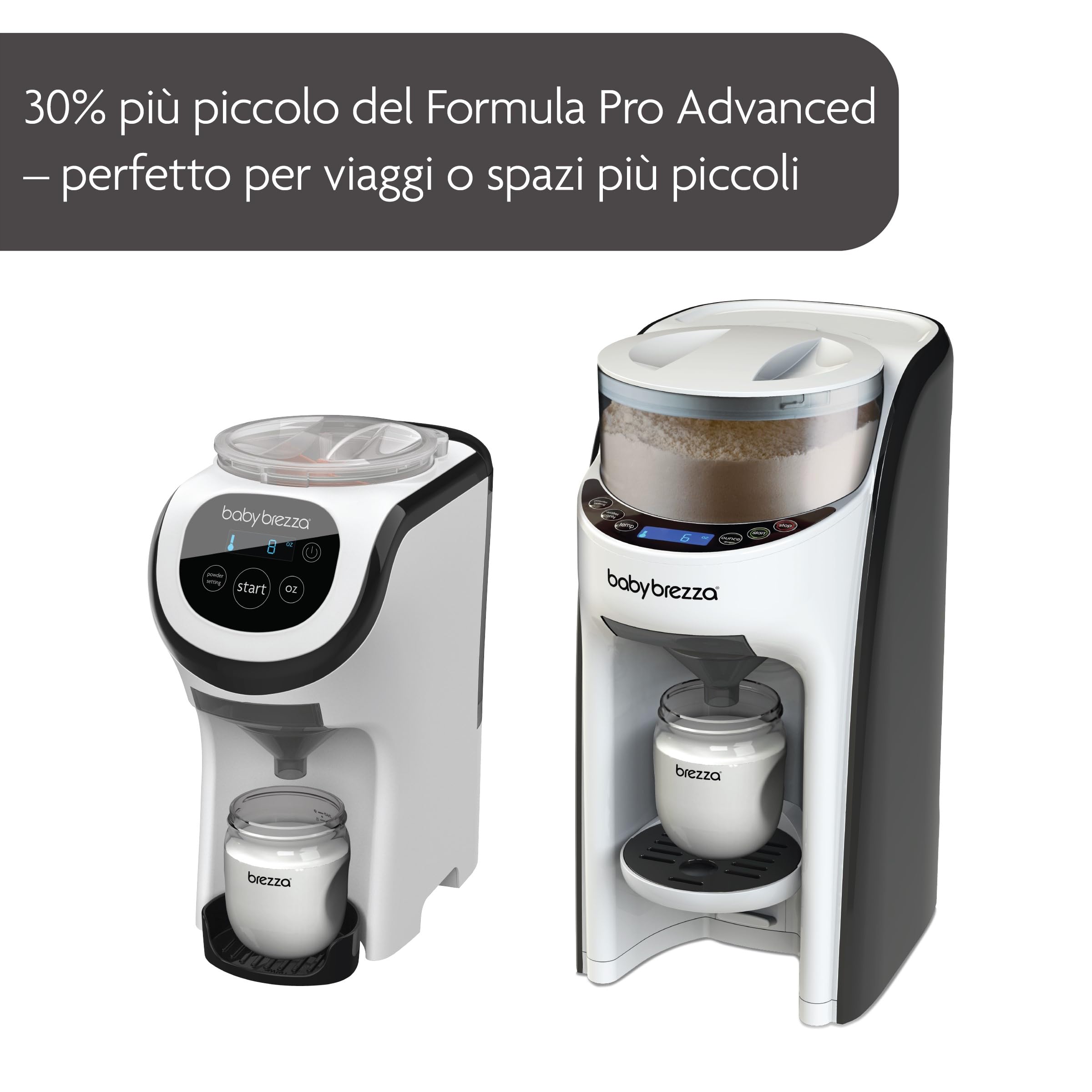 Baby Brezza Formula Pro Mini – Miscelatore per la preparazione di formule per neonati - Prepara latte in polvere - Portatile per i viaggi - Bianco