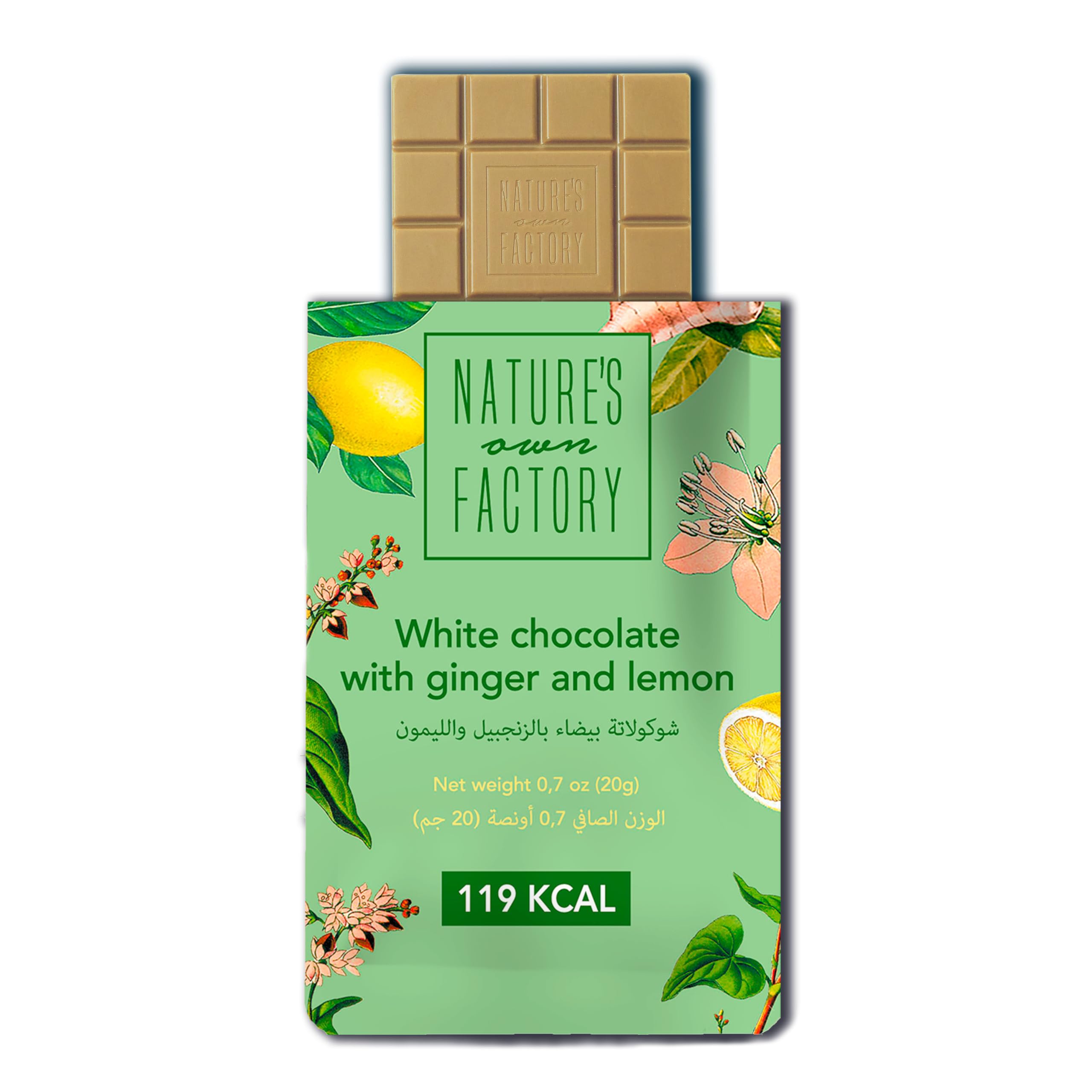 Chocolate with Ginger & Lemon 20g| Bean to Bar Chocolate |Superfood Infused, Low Calorie, Keto-Friendly, Gluten-Free | Made in UAE