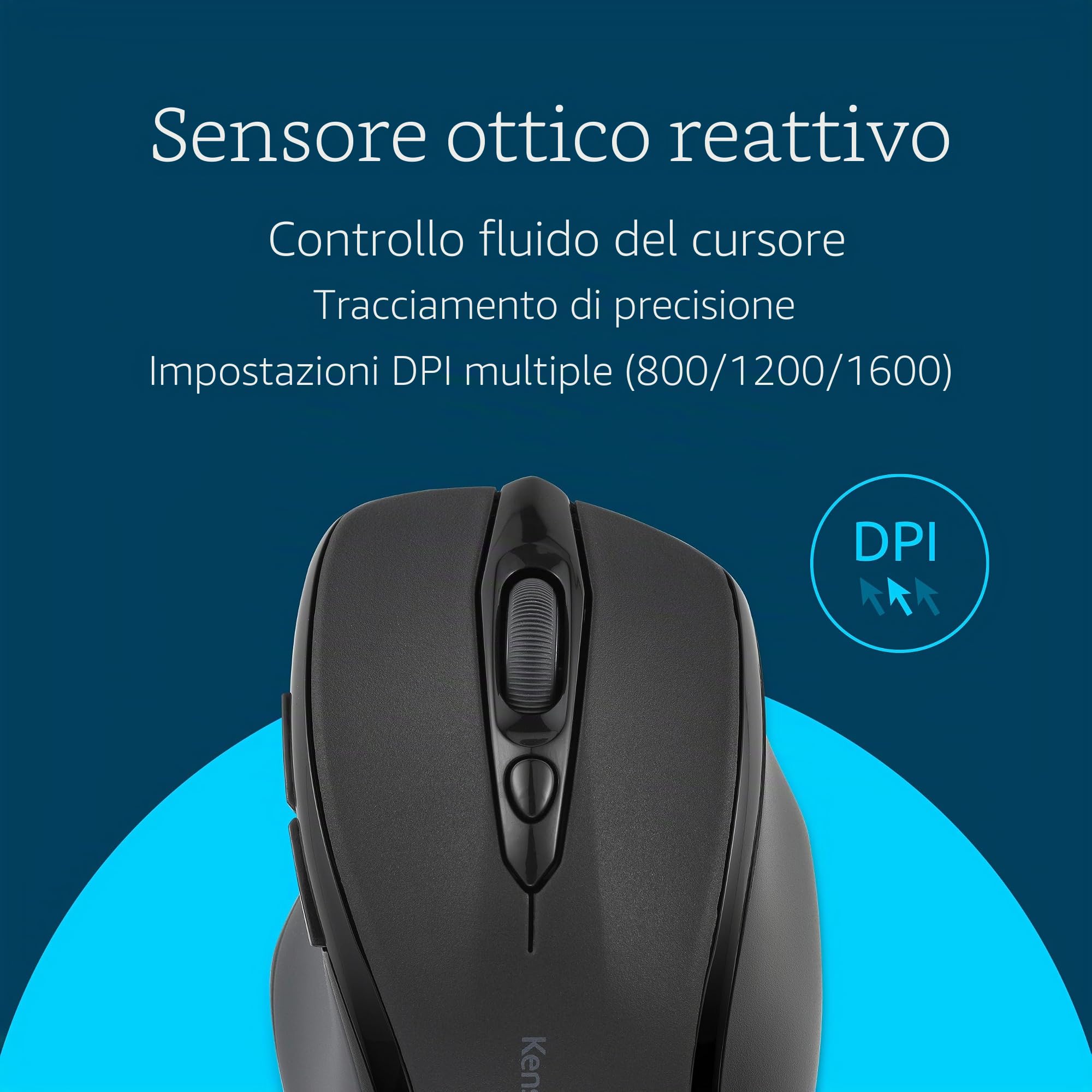 Kensington MY310 EQ Mouse Wireless con Rotella di Scorrimento Cliccabile, Compatibile con Windows, macOS e ChromeOS, Composto al 59% da Plastica Riciclata Post-Consumo (SCS)*, (K72481WW)