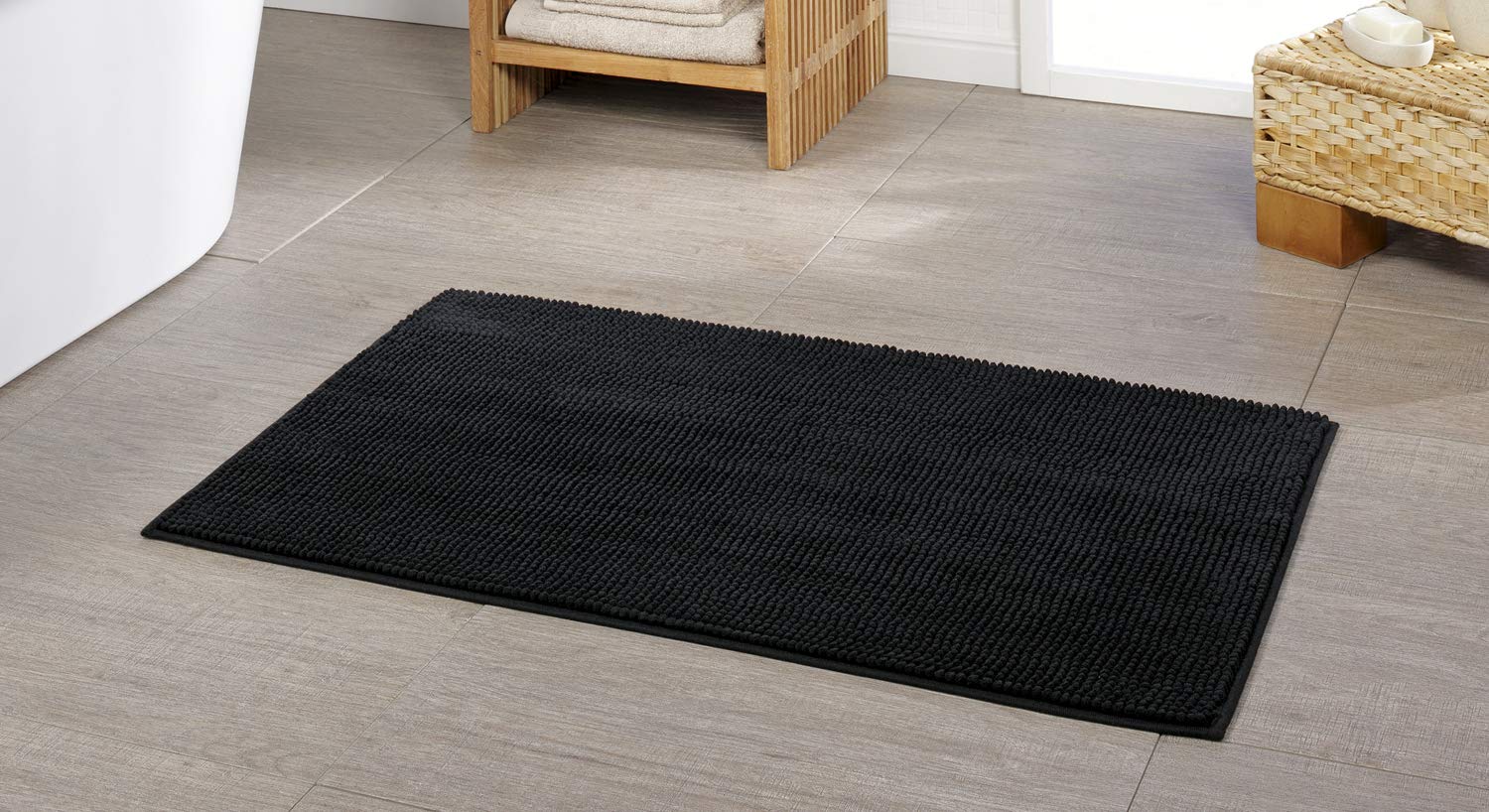 Gözze - Anti-Rutsch-Badematte, Superweich, 100% Mikrofaser, 70 x 120 cm - Graphit