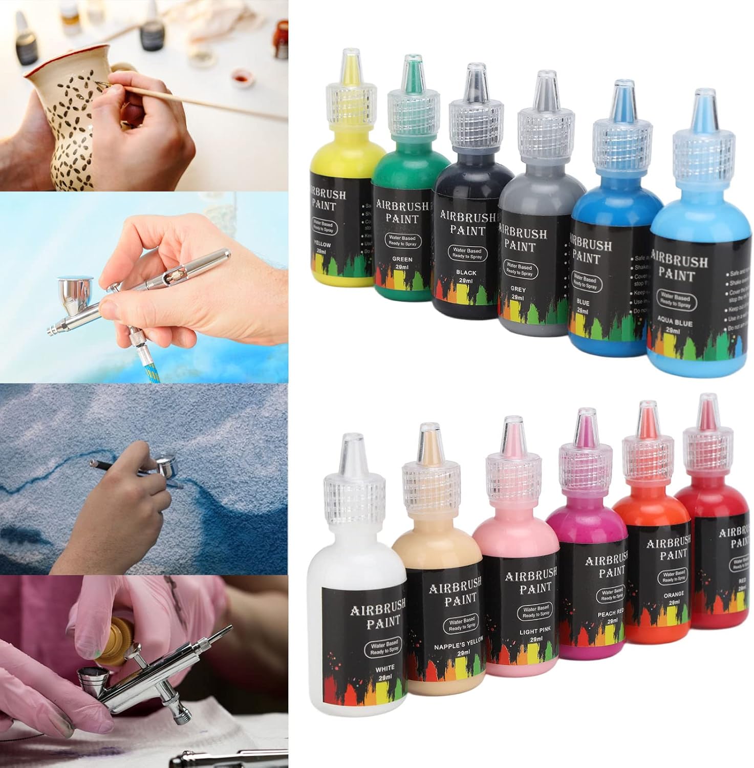 12 Colors Liquid Pigment Set, DIY Paint Ink Dye Supplies for Clothing Car Crafts Art Making, Water Based Ink with 348ml Total Volume, Matte Finish for Textile Metal Wood