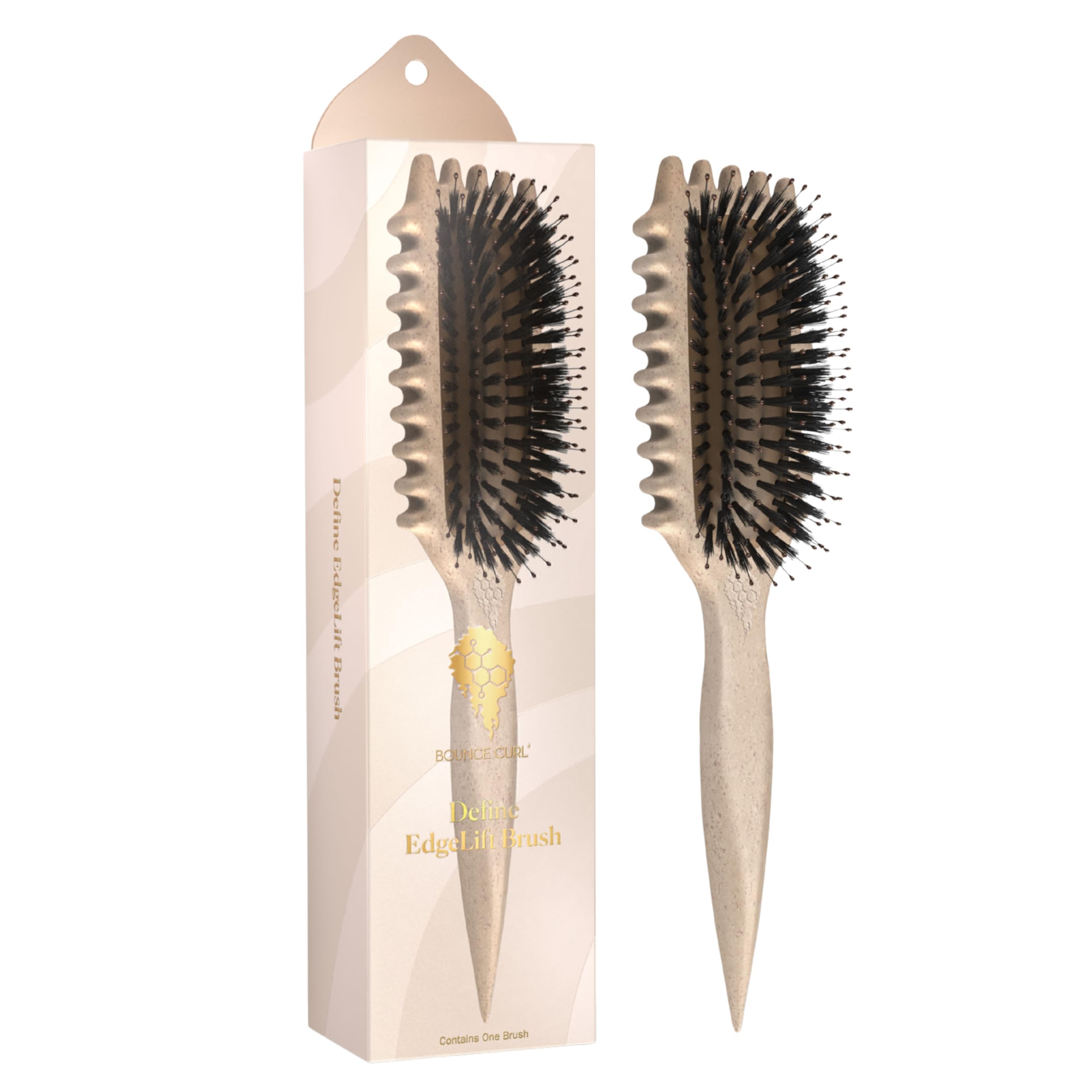 Bounce Curl Define EdgeLift Brush, 5-in-1 Tool Reduces Defined Curls, Waves, Coils and Frizz - Tan