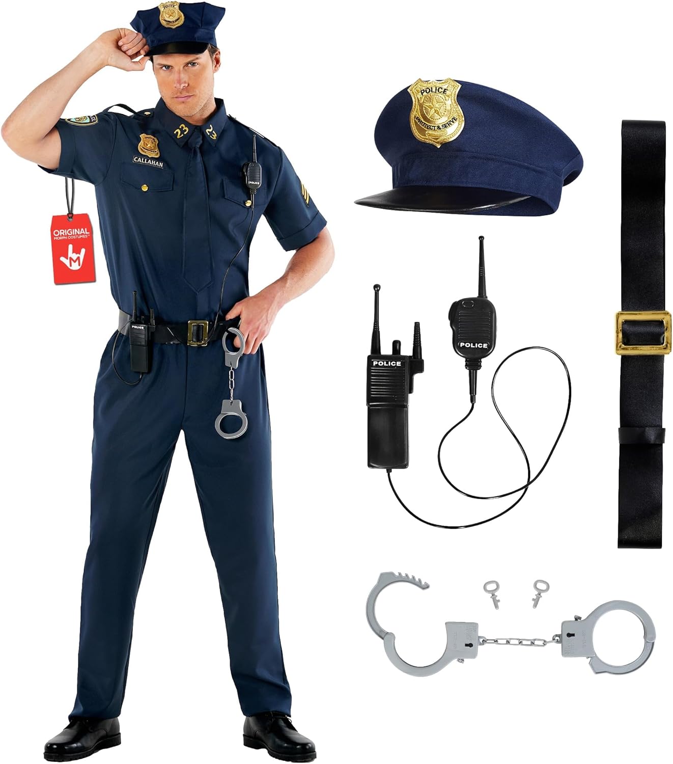Morph Police Costume Men, Cop Outfit Men, Police Costume Adult, Halloween Costumes For Adults